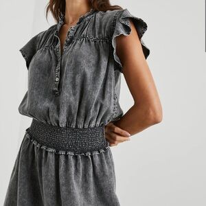 Rails Soft denim-style dark gray Mini Dress. Rushing at waist. Sz S